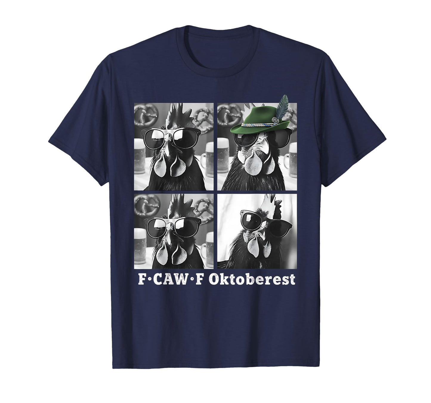 Rooster Chicken Oktoberfest Sunglasses Photobooth Selfie T-Shirt