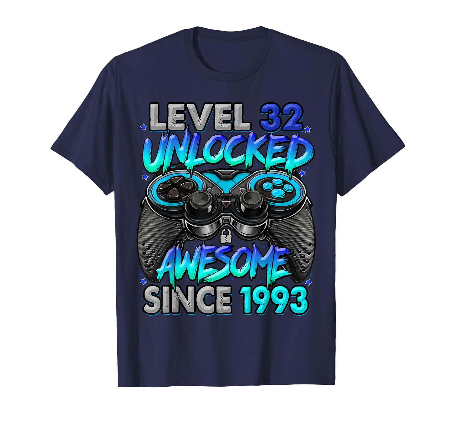 Level 32 Unlocked Awesome Since 1993 32nd Birthday Gaming T-Shirt