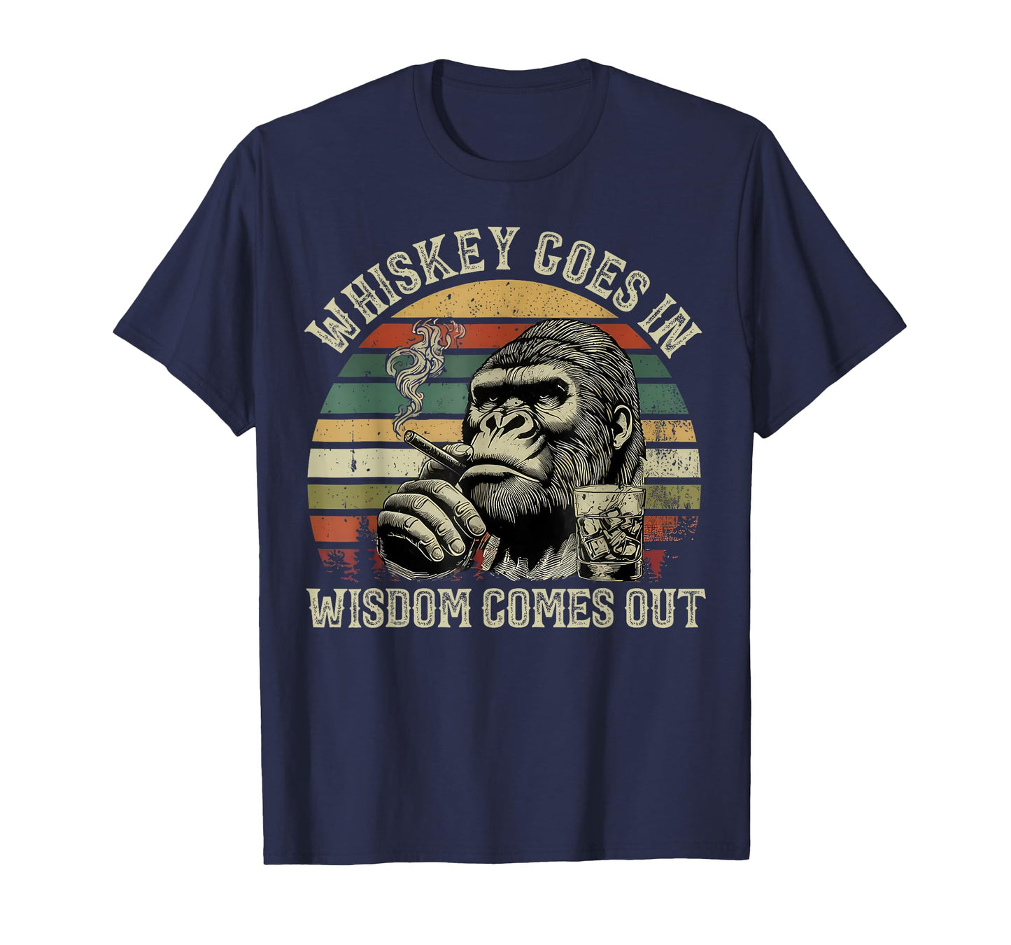 Whiskey Goes in Wisdom Comes Out Funny Monkey T-Shirt