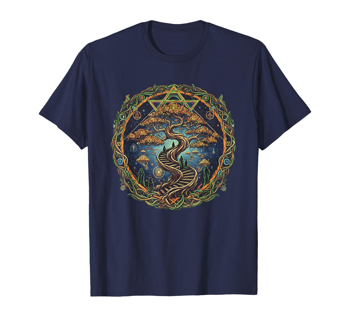 Psychedelic Bonsai Stairway Mindful Art Design T-Shirt