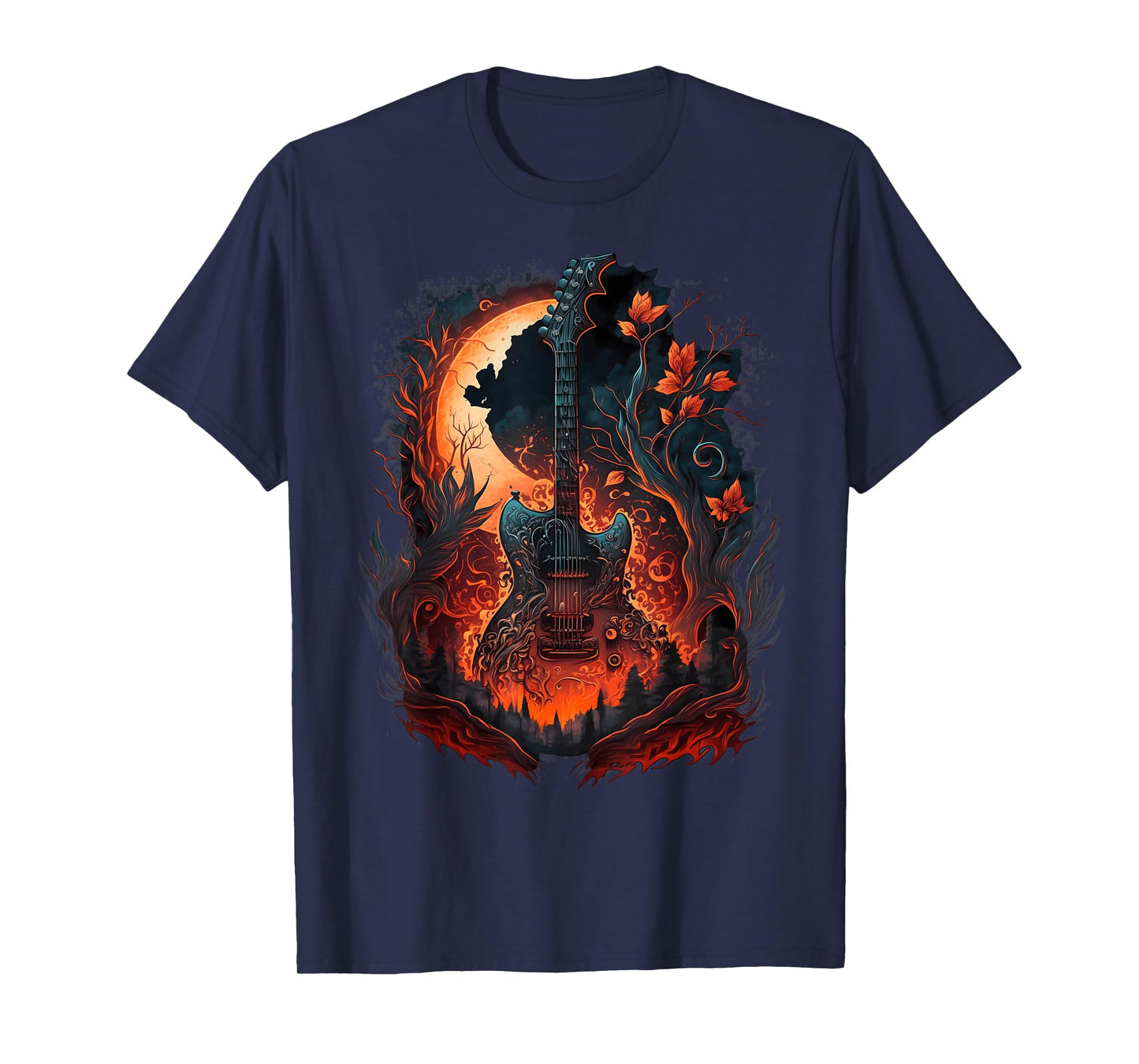 Flaming Electric Guitar in Burning Nature with Flames T-Shirt