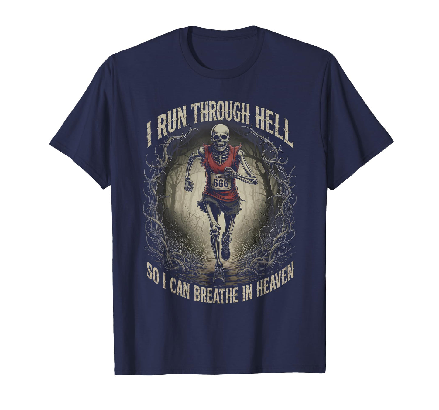 Cross Country Running Motivation Skeleton Halloween T-Shirt