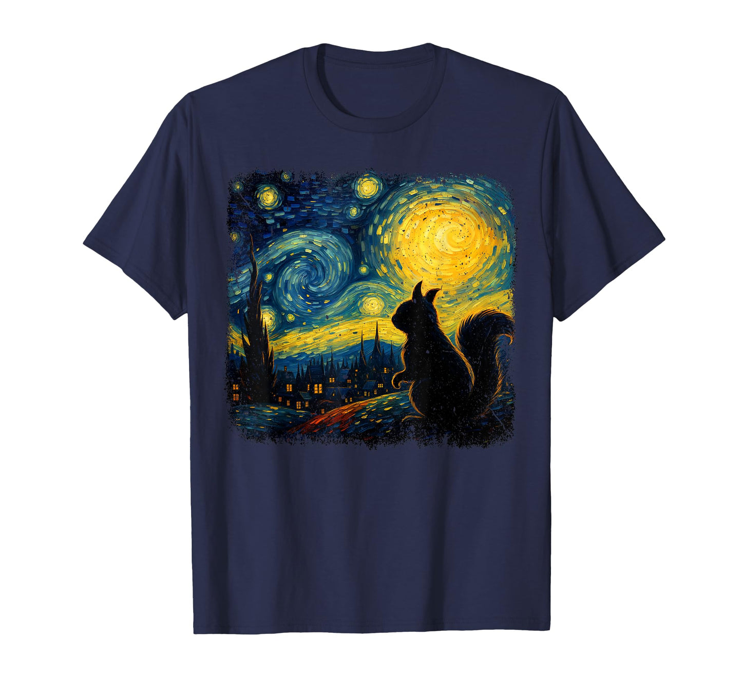 Squirrel Starry Night Van Gogh Art Gifts For Men Women Kid T-Shirt