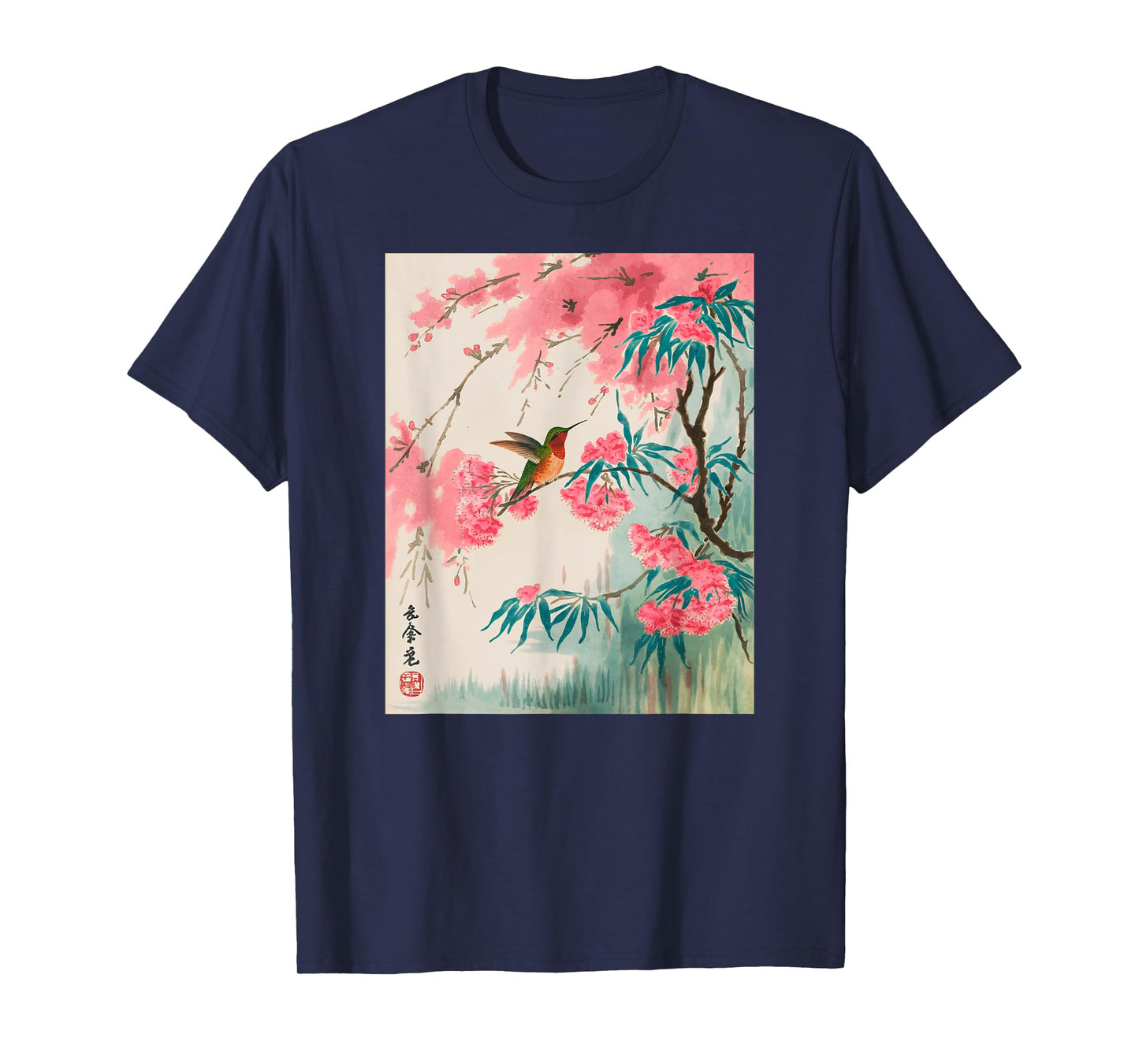 Hummingbird Japanese Art Kyosai Vintage Japan Artwork T-Shirt