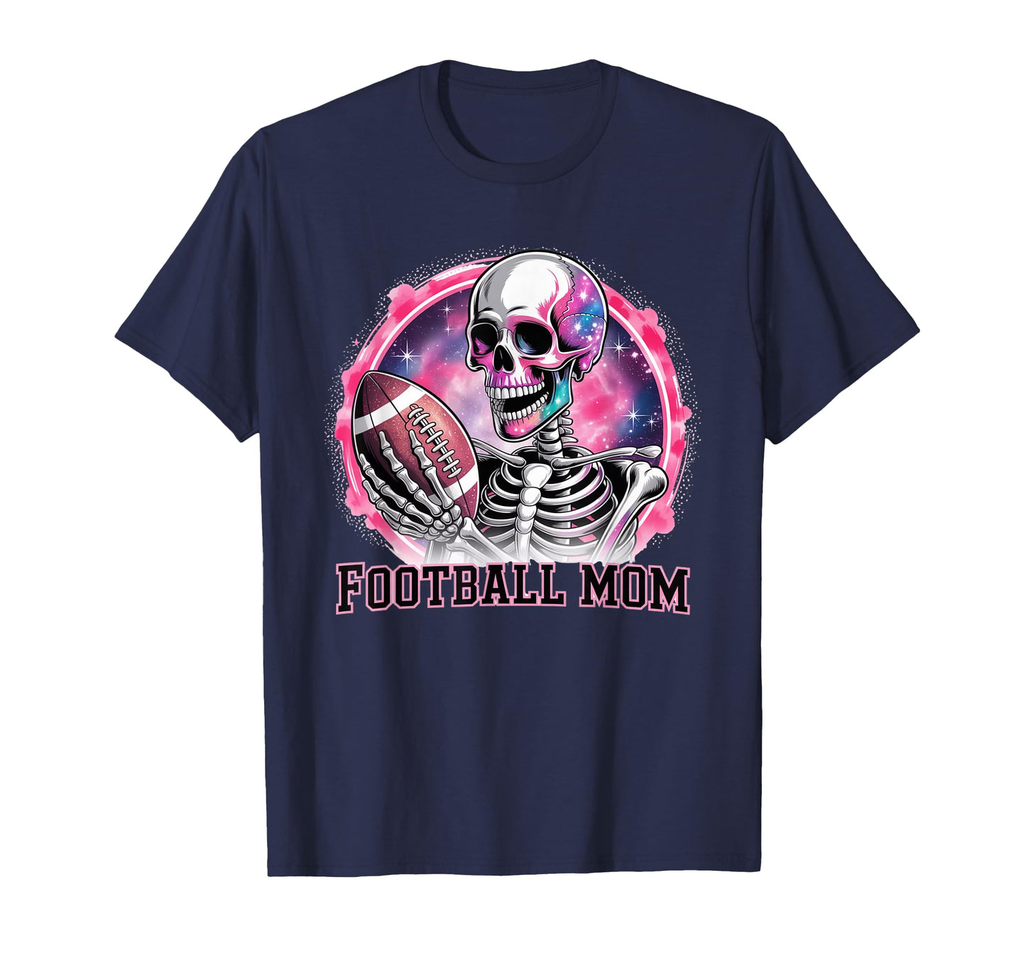Skeleton Galaxy Football Mom Design for Sports Lovers T-Shirt