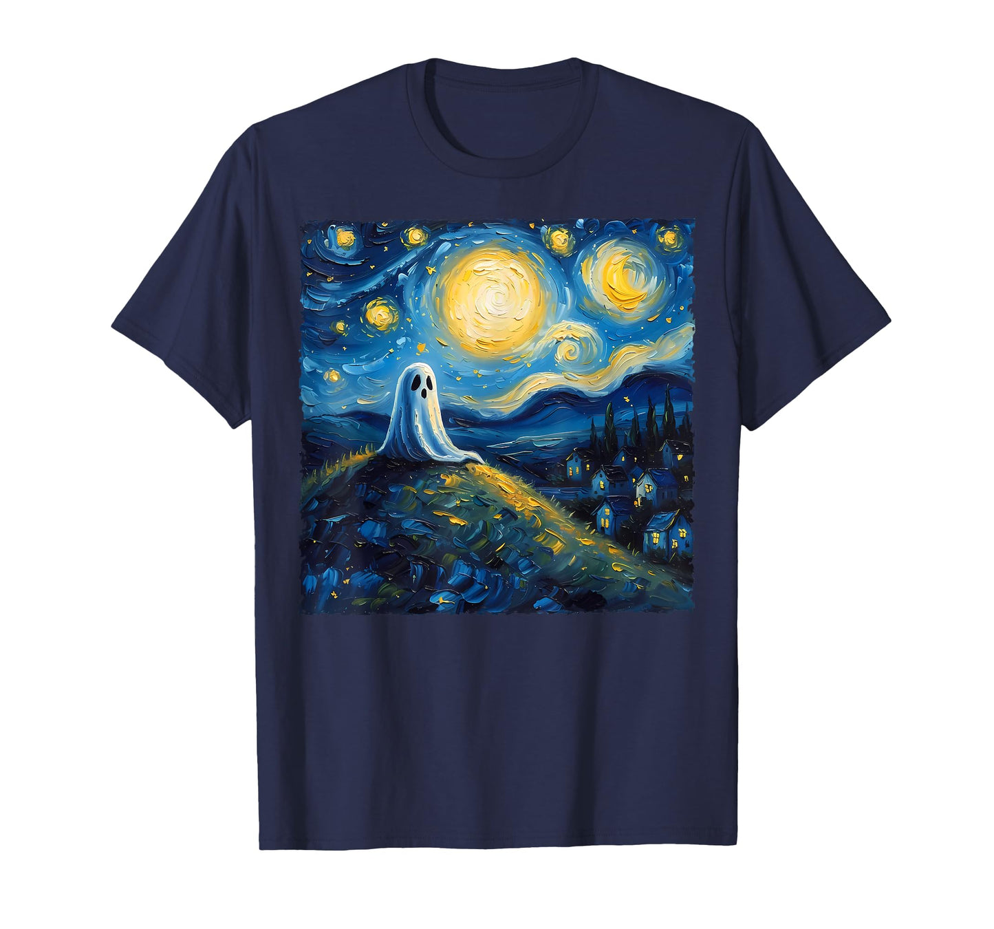 Van Gogh Style Funny Ghost Lover The Starry Night Painting T-Shirt