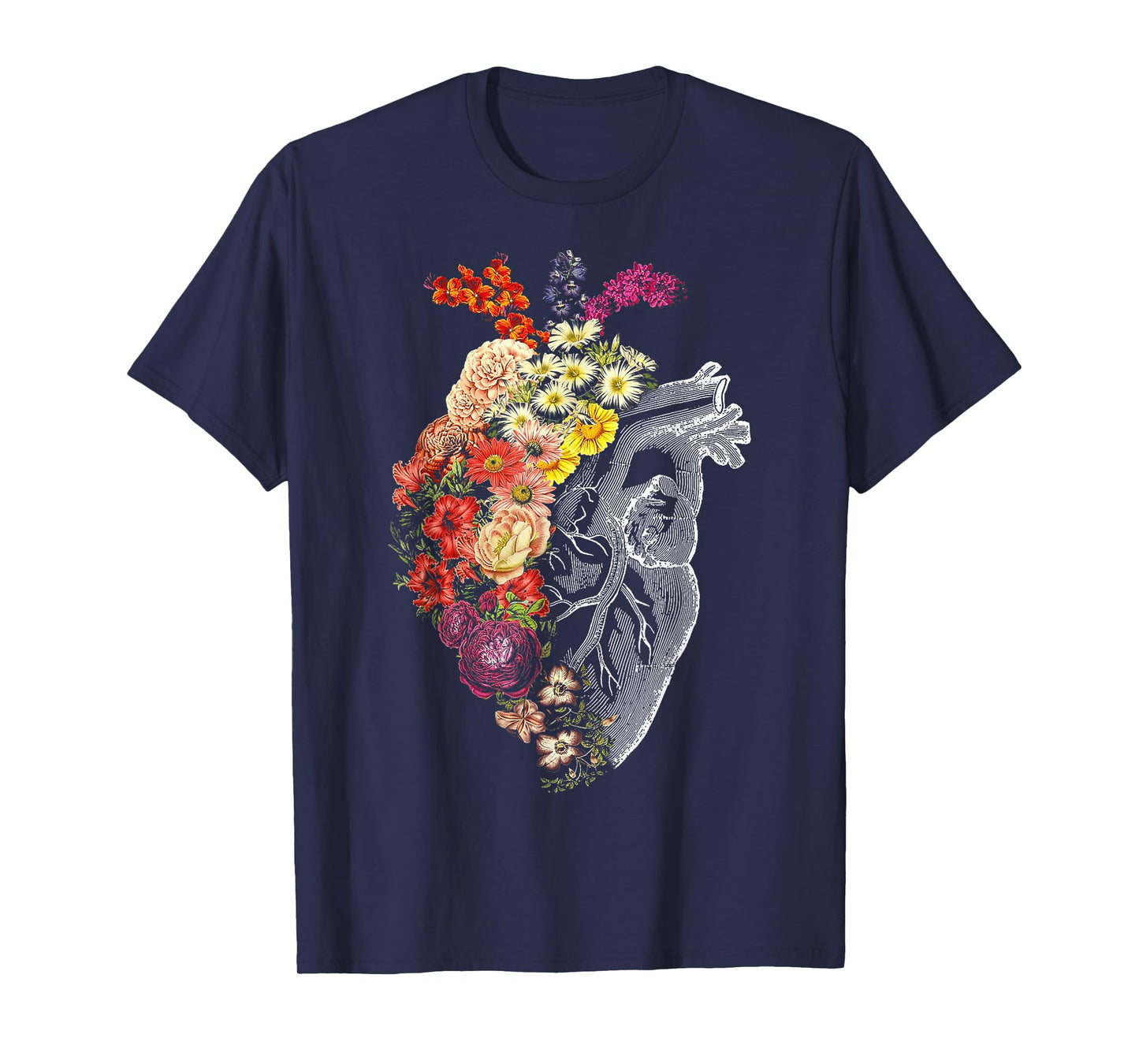 Anatomical Heart And Flowers Funny Nurse Gift For Graduation T-Shirt