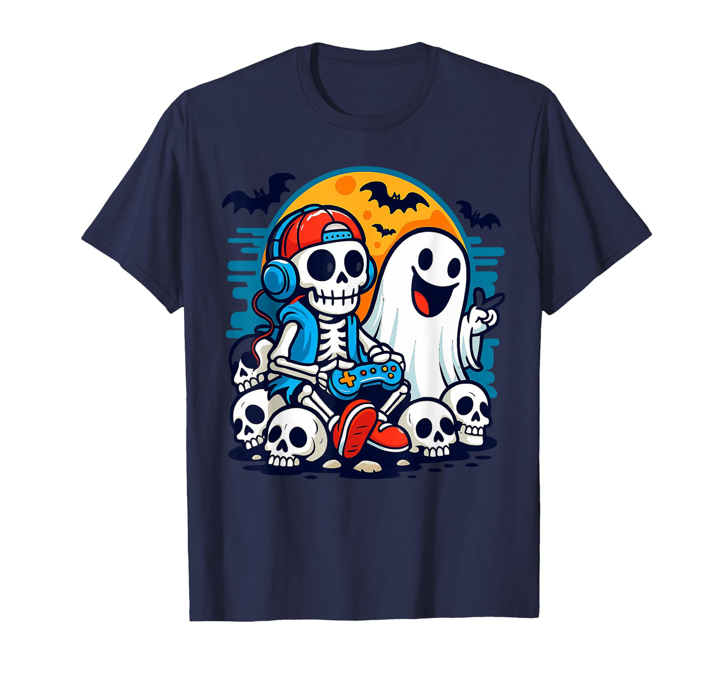 Halloween Skeleton Gamer Video Gaming Funny Skeleton Gaming T-Shirt