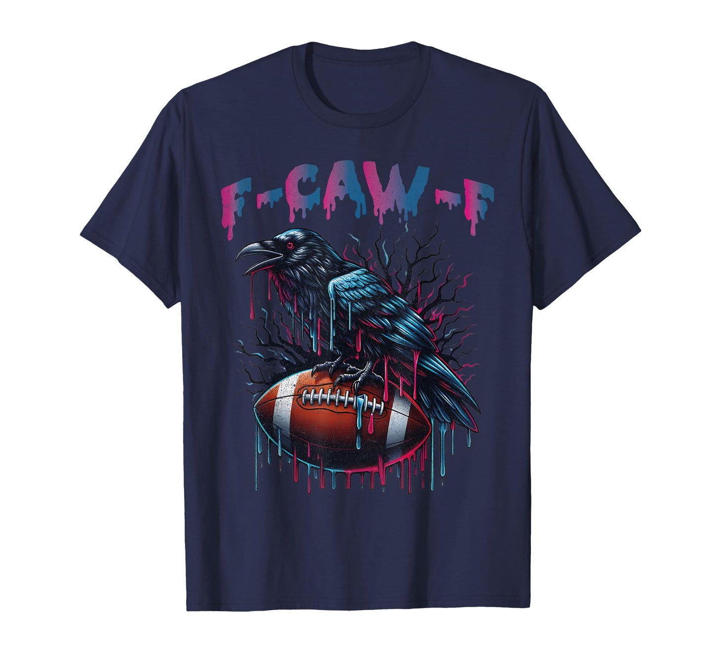 F Caw F Black Bird Dripping Football Ice Cream Drip T-Shirt