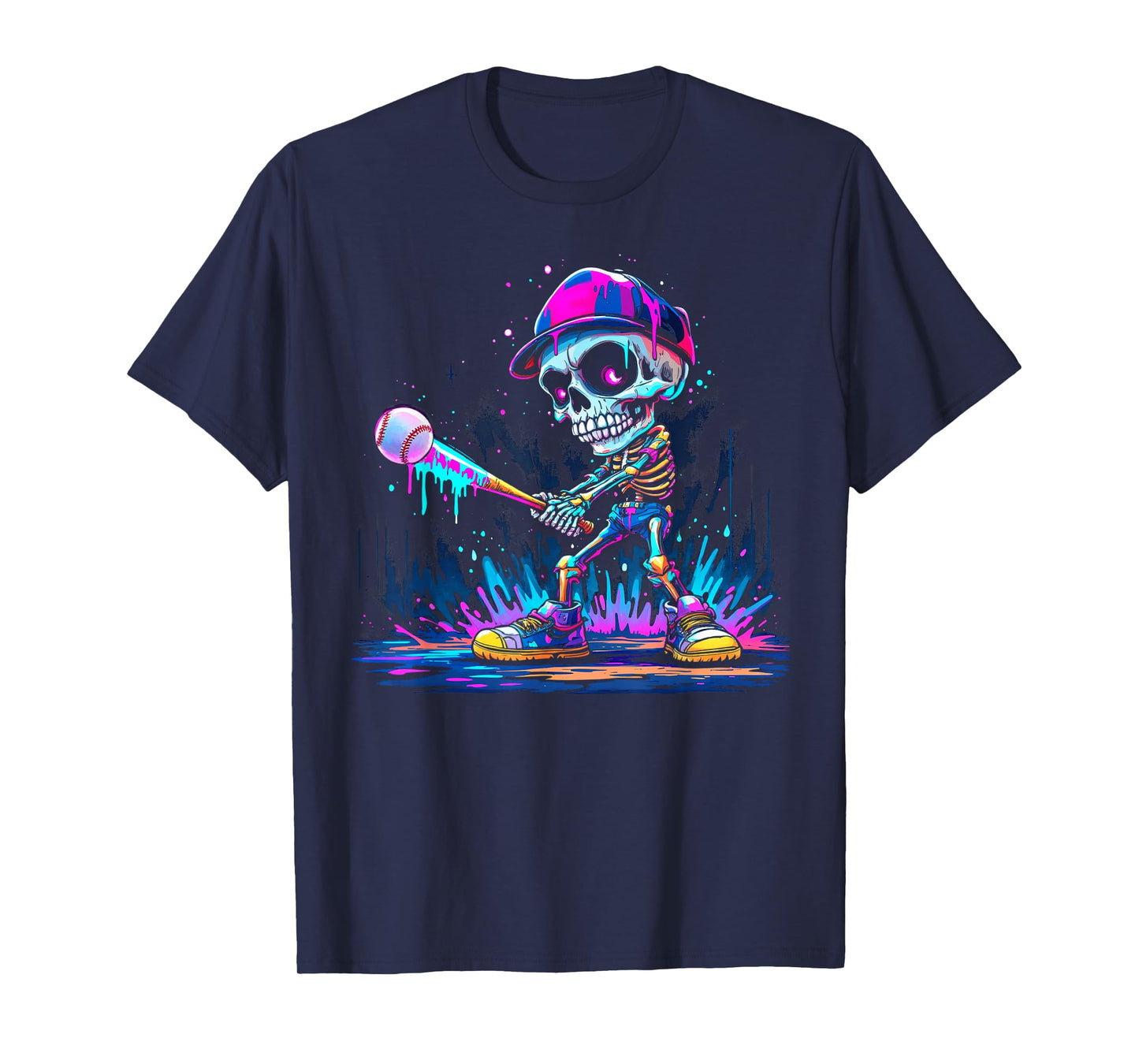 Funny Halloween Drip Baseball Player T-Shirt