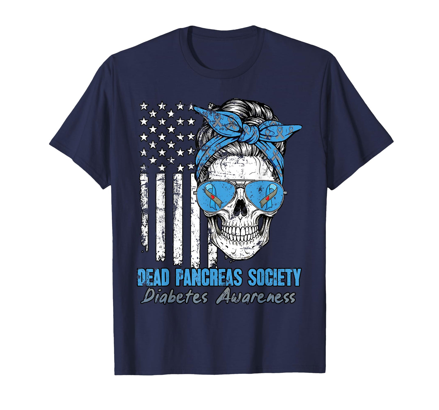 Dead Pancreas Society Halloween Sugarskull Bun Blue T-Shirt