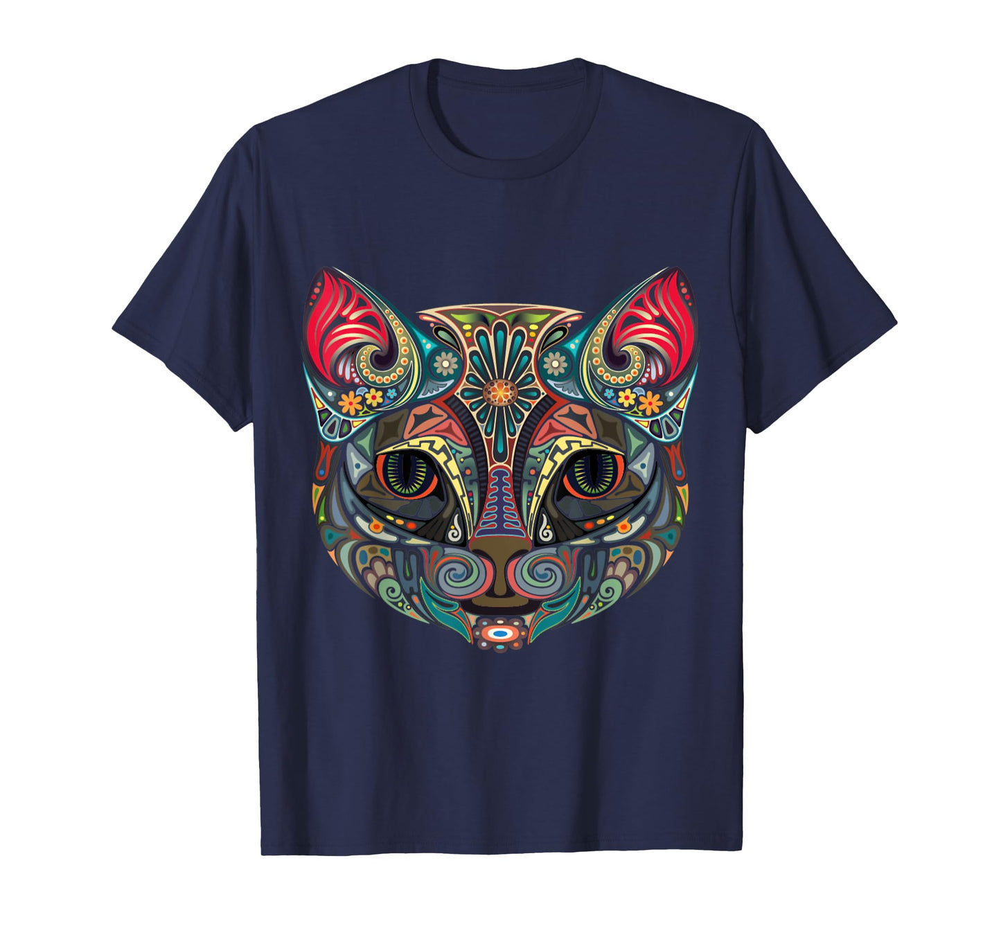 Sugar Skull Cat Day Of The Dead Cat Halloween Cinco De Mayo Men Women Kids T-Shirt