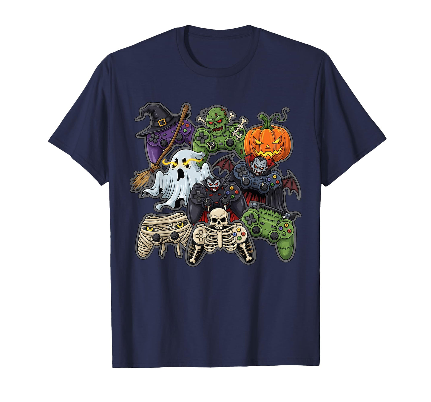 Halloween Gaming Controllers Zombie Skeleton Ghost Pumpkin T-Shirt