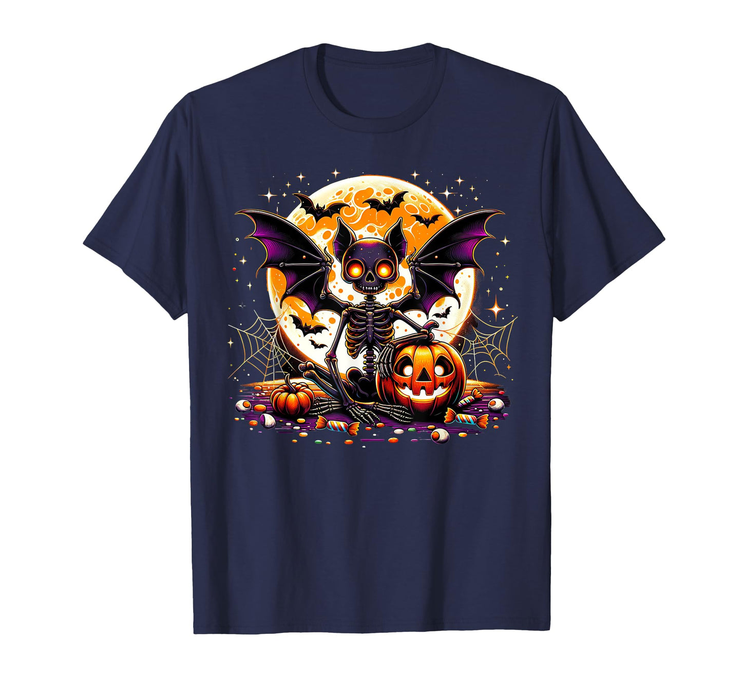 Vampire Bat Skeleton Creepy Halloween T-Shirt
