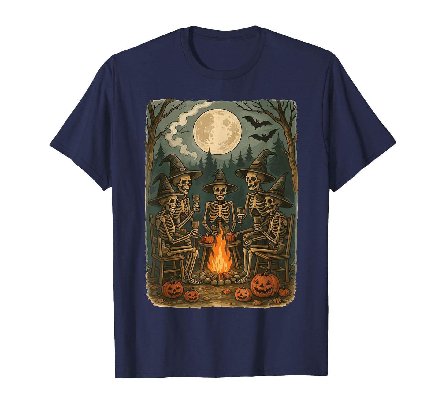 Vintage Ghost Gothic Skeleton Camping Halloween Men Women T-Shirt