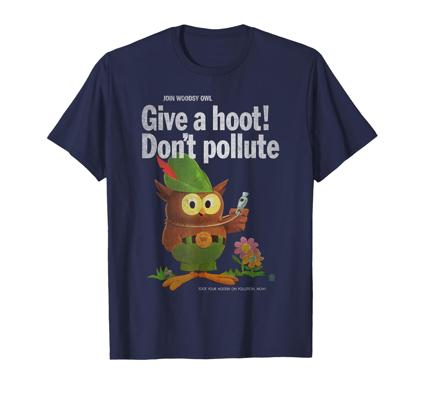 Vintage Shirts by Sven & Angus Woodsy Owl Give a Hoot 70s Distressed and Faded Black Unisex Adult Men's Classic Fit Short Sleeve T-Shirt
