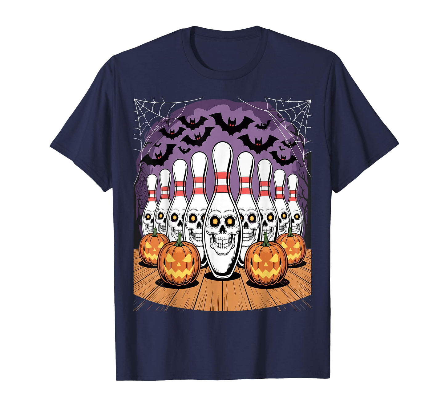 Bowling Pins Skeleton Spooky Halloween T-Shirt