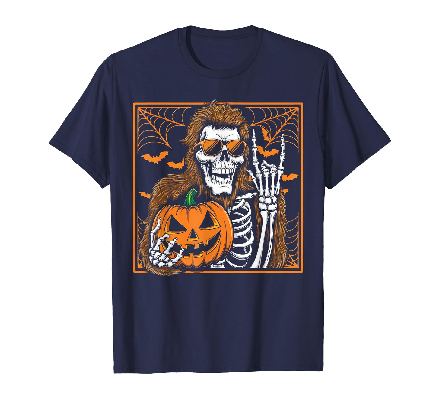 Fun Spooky Bigfoot Jack O Lantern Skeleton Halloween Boys T-Shirt