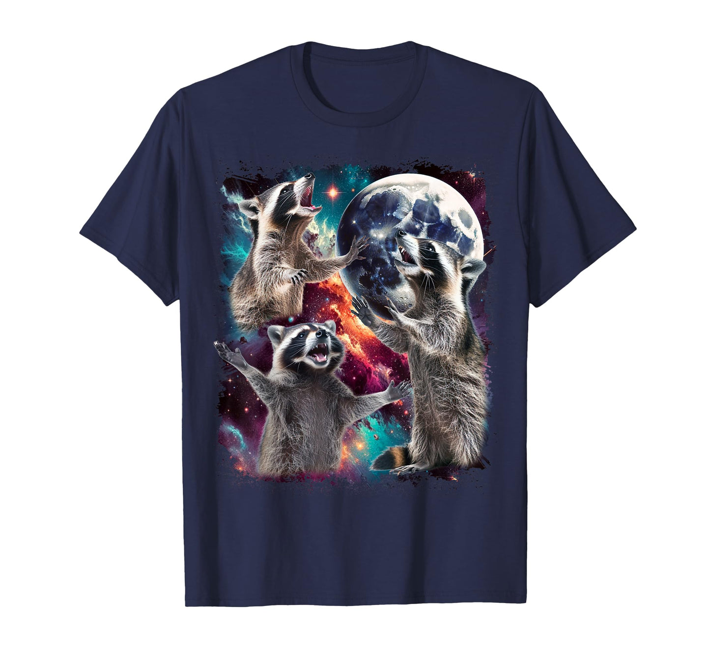 Three Racoon Moon | 3 Racoon Moon Funny Cursed Meme T-Shirt