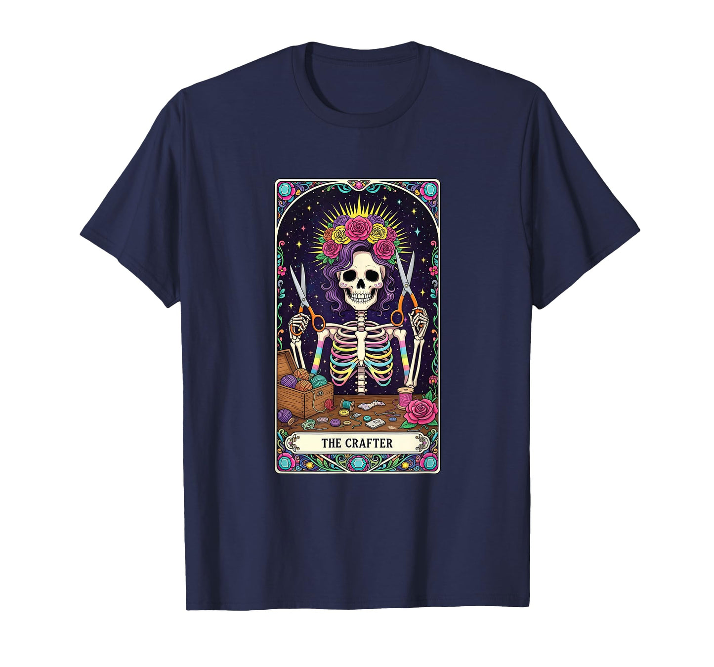 The Crafter Tarot Card Skeleton Crafting Design T-Shirt