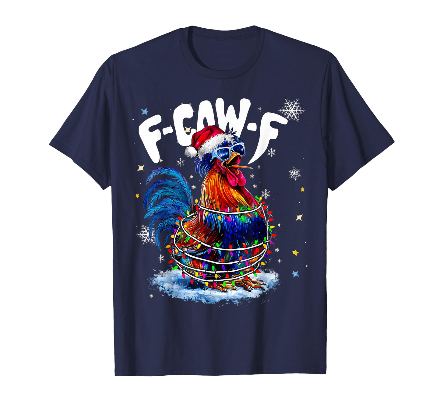 Chicken Christmas Rooster Santa Hat Holiday Funny FCAWF Xmas T-Shirt