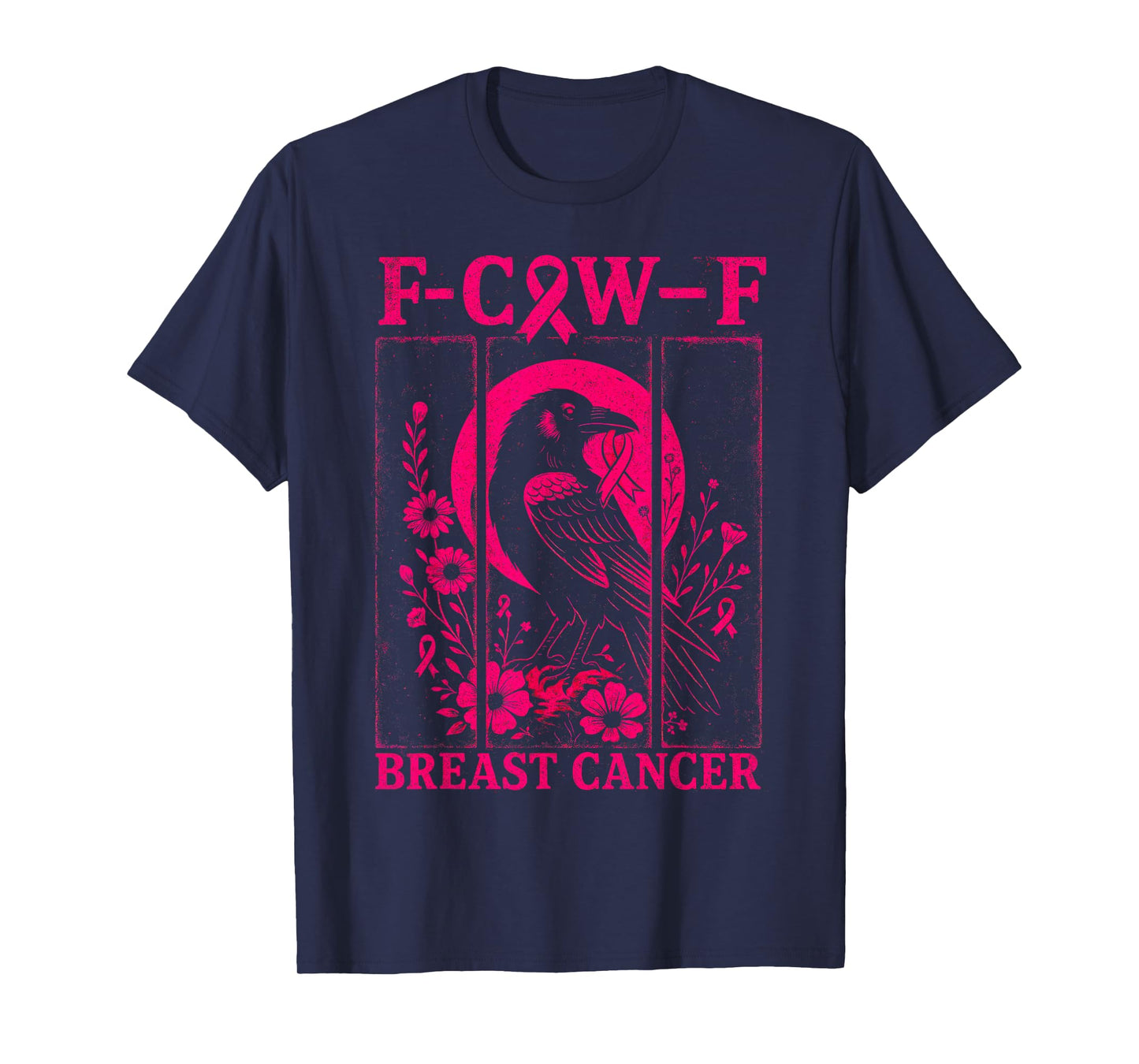 F-Caw-F Raven Black Crow Pink Ribbon Breast Cancer Awareness T-Shirt