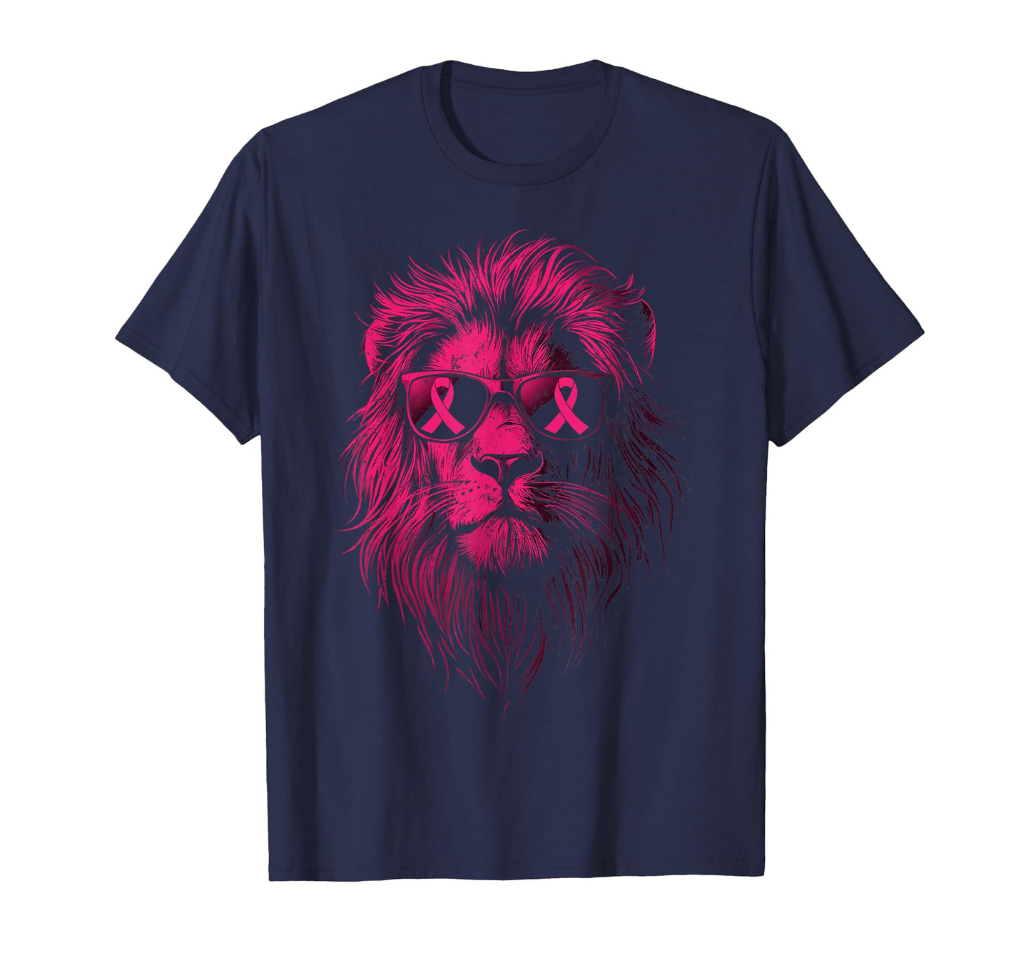 Lion Pink Ribbon Breast Cancer Awareness Support T-Shirt