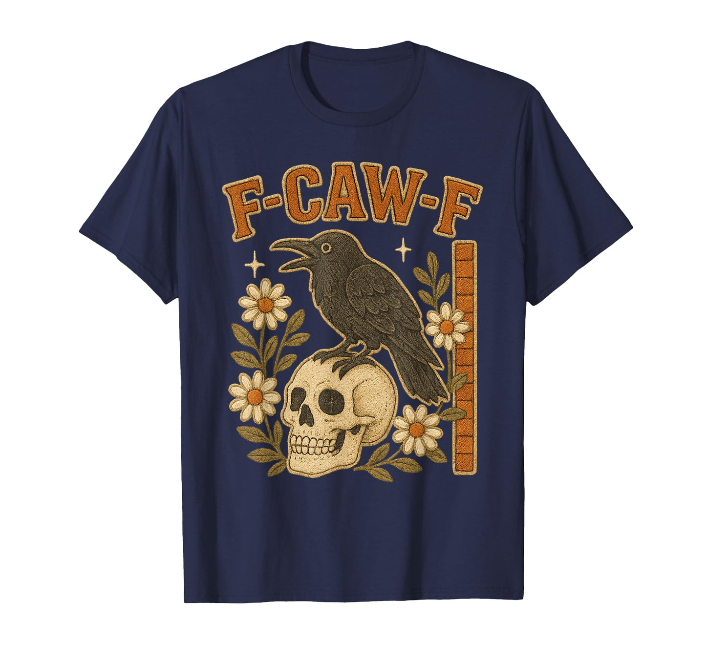 Funny F-Caw-F Raven Moon Gothic Vintage Crow Floral T-Shirt