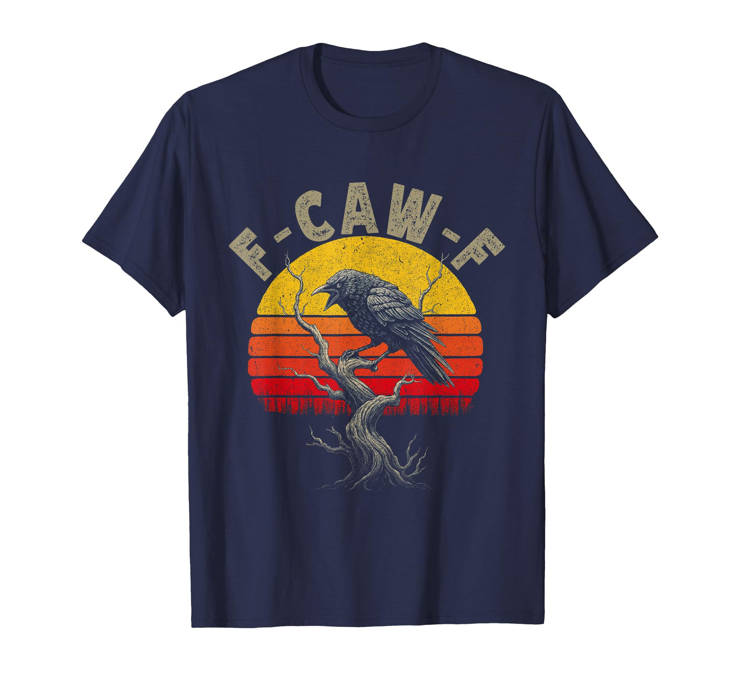 Black Crow F-Caw-F Full Moon Gothic Witchy Adult Humor Men T-Shirt