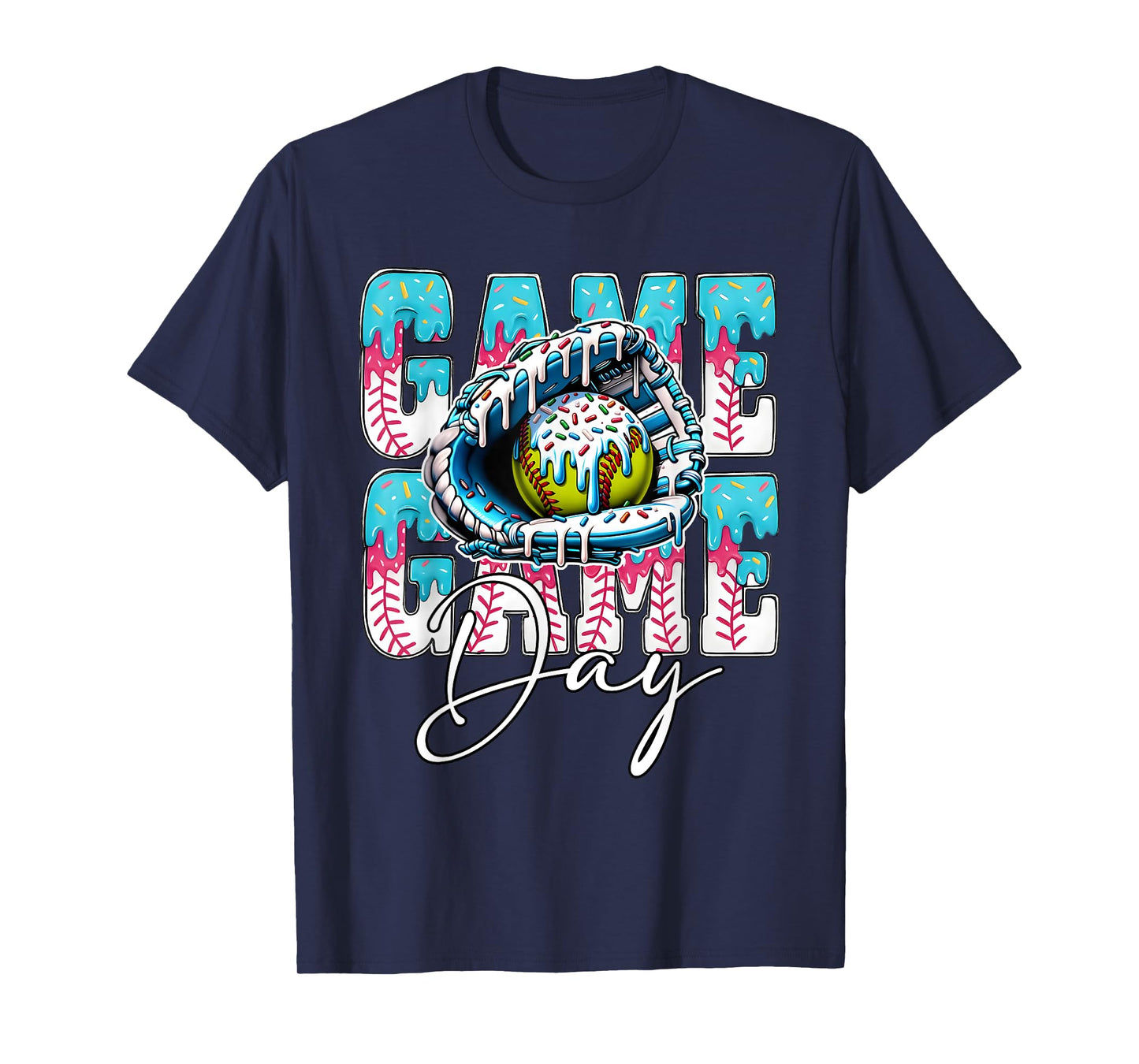 Game Day Baseball Gloves Baseball Ice Cream T-Shirt
