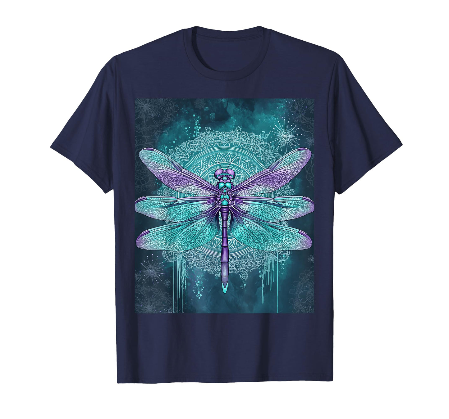 Turquoise Purple Dragonfly Watercolor Art T-Shirt