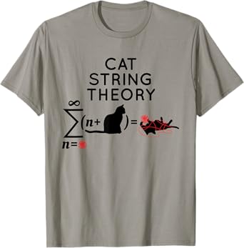 Cat String Theory Sarcastic Science Humor Funny T-Shirt for Men Women Girls Kids