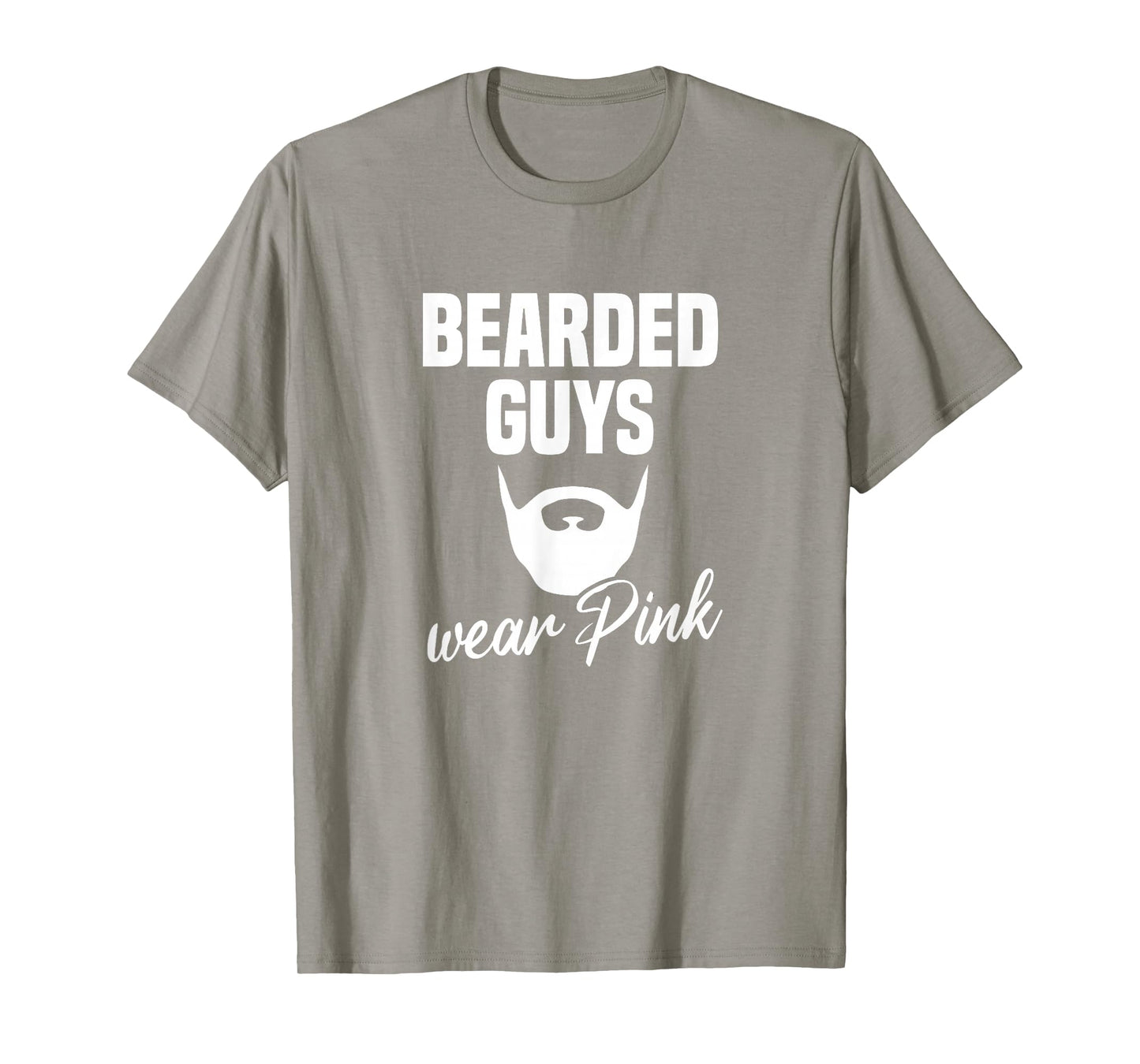 Mens Bearded Guys Wear Pink Breast Cancer Awareness T-Shirt