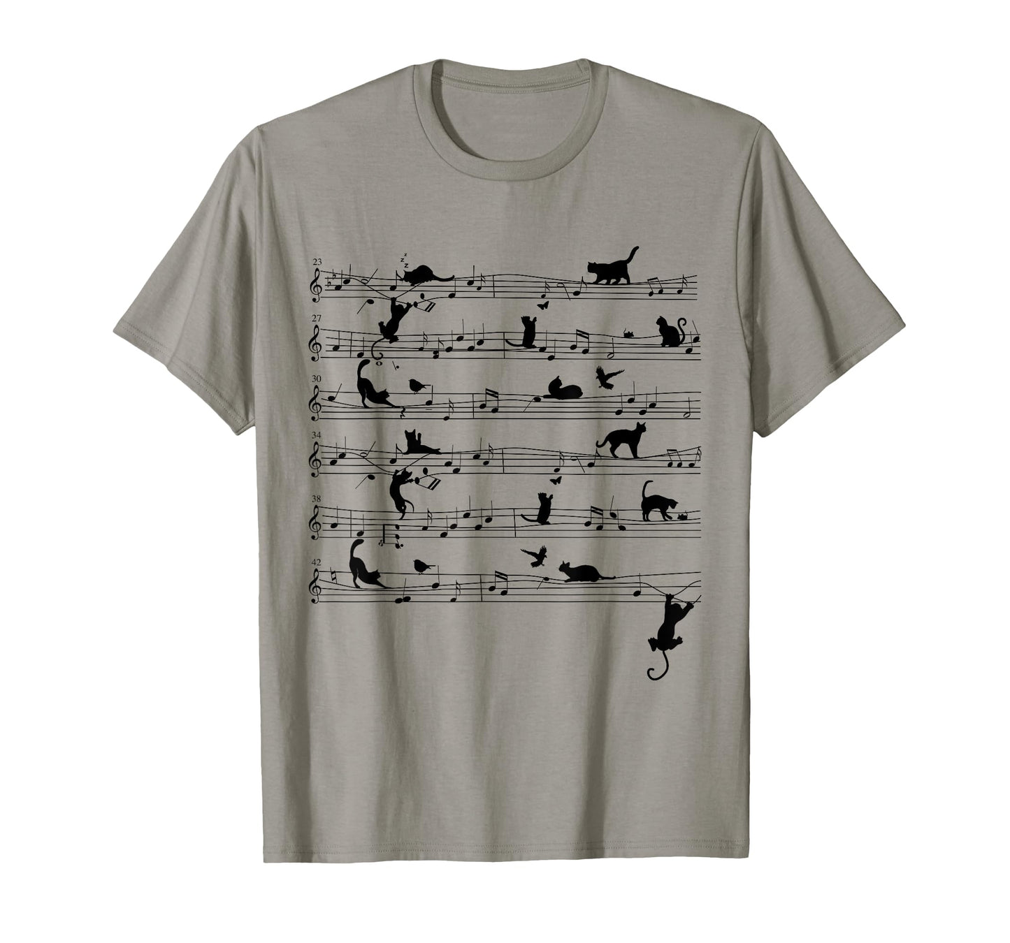 Cute Cat Kitty Playing Music Note Clef Musician Art T-Shirt