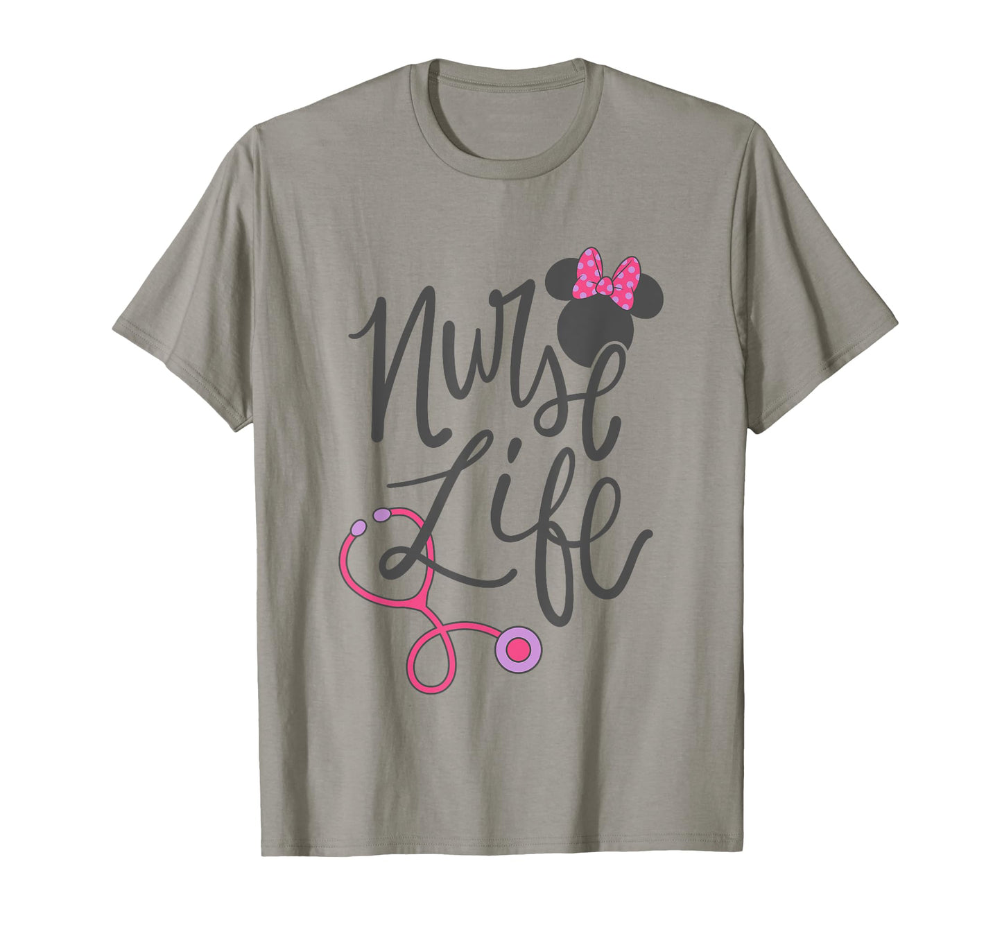 Disney Minnie Mouse Nurse Life Big Chest Text Logo T-Shirt
