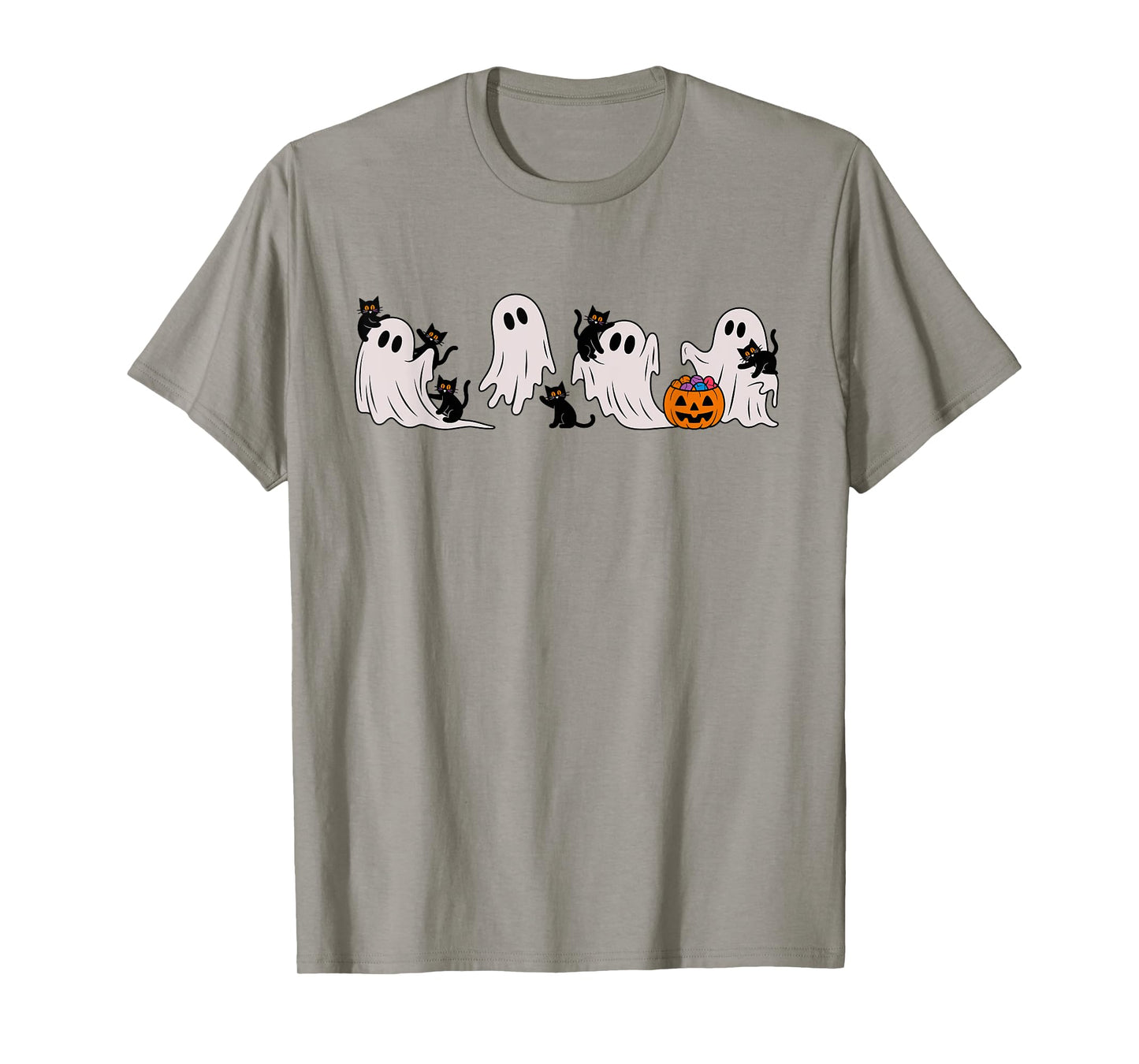 Cute Ghost Cat Halloween - Adorable Spooky Black Cat Costume T-Shirt