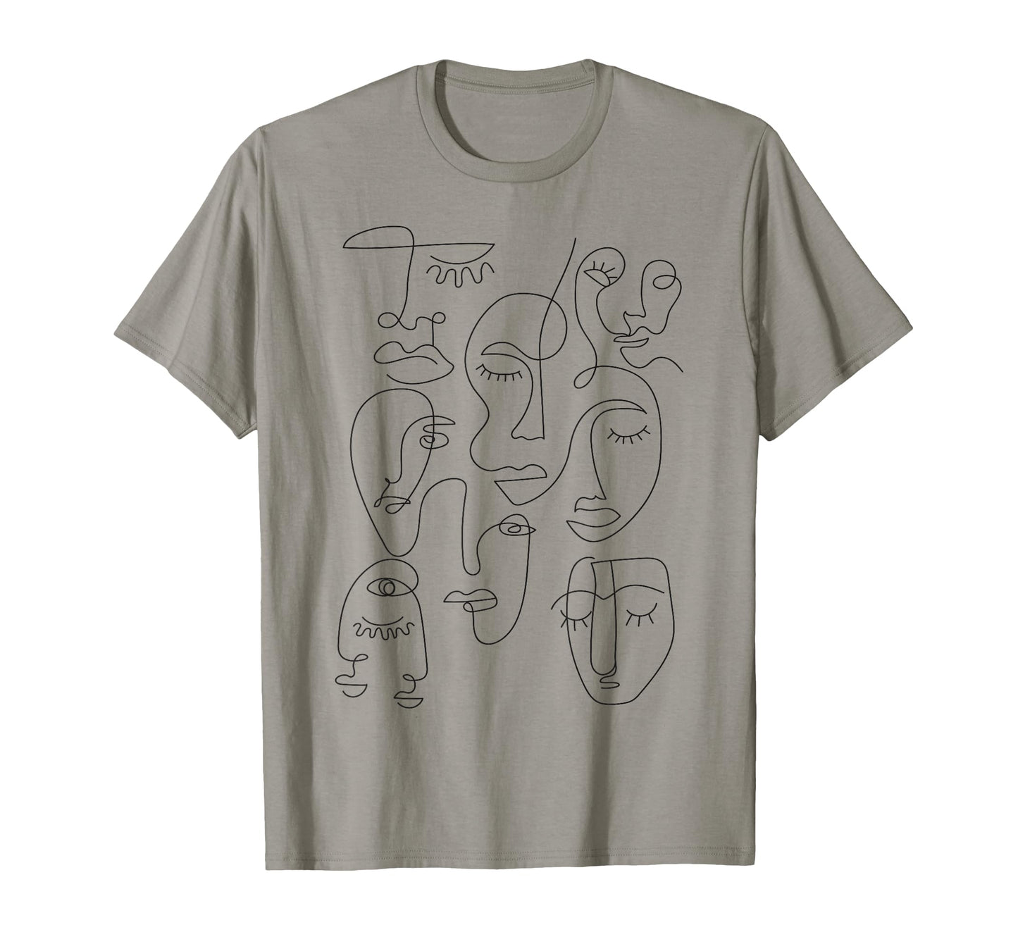 Hand Drawn One Line Art Faces T-Shirt