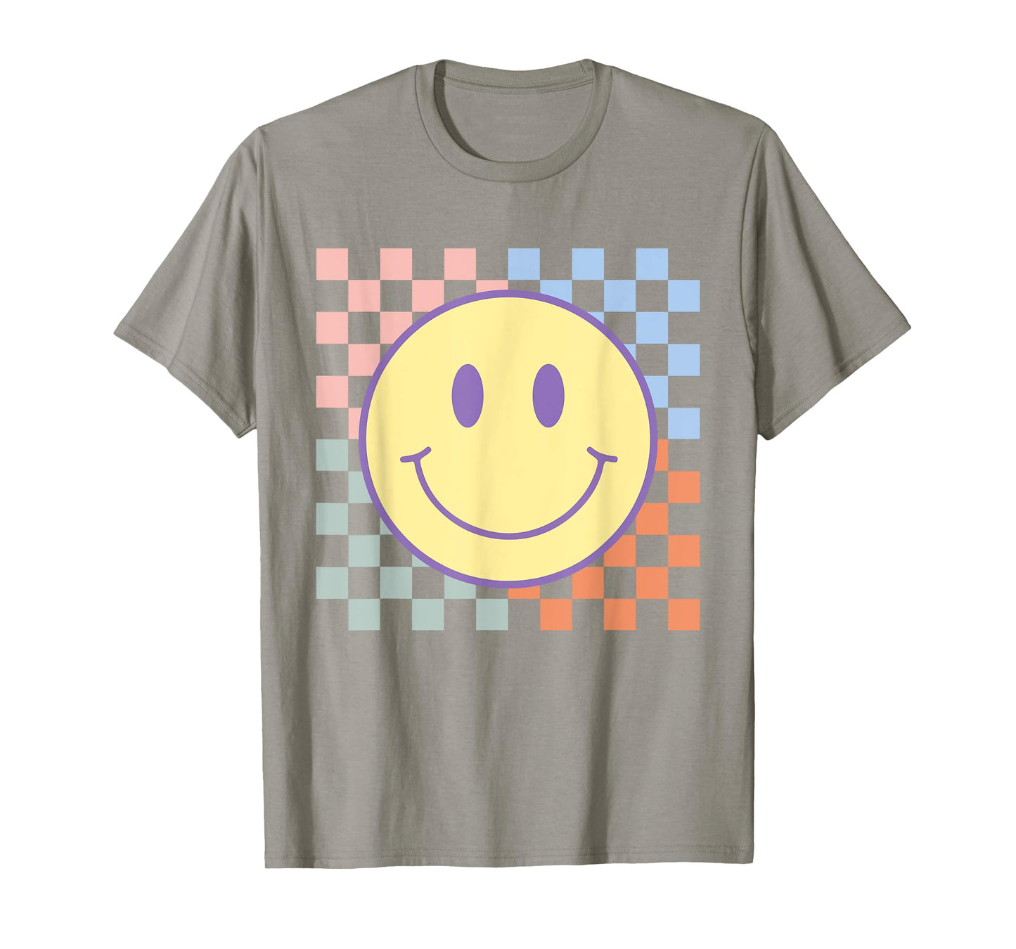Retro Smile Face Shirts Checkered Pattern For Women Men Kids T-Shirt