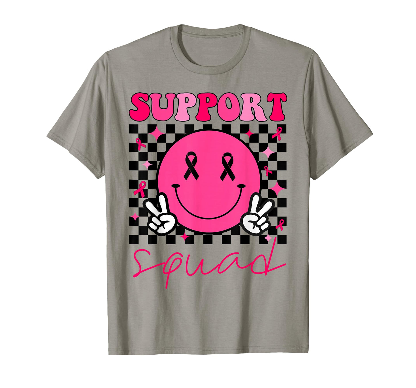 Groovy Breast Cancer Awareness Men Women Kids Support Squad T-Shirt