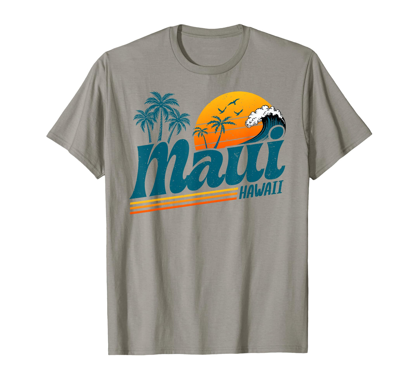 Retro Maui Hawaii Hawaiian Island Palm Tree Beach Vacation T-Shirt