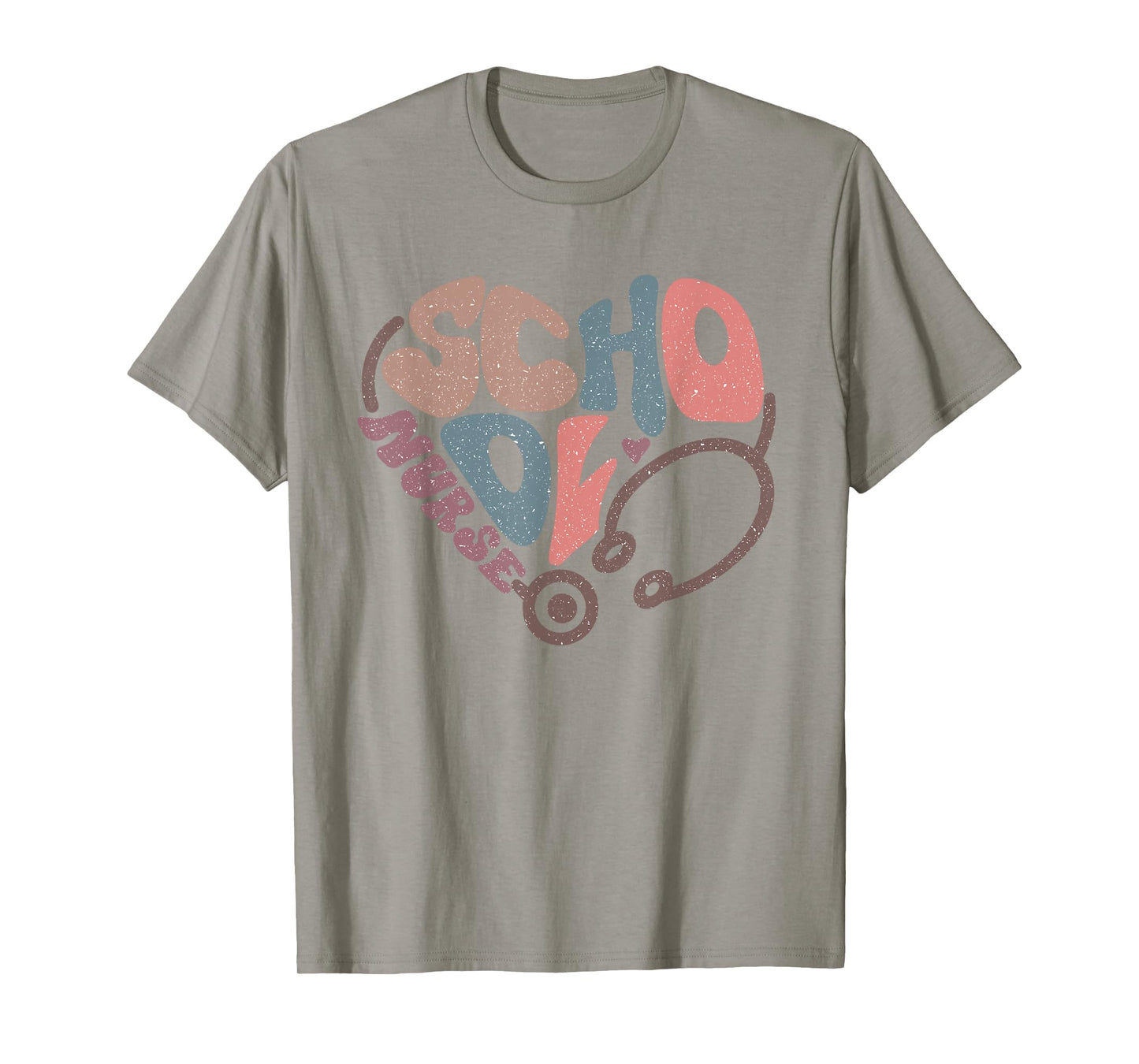 Groovy School Nurse Stethoscope Heart Nursing Nurse Day Week T-Shirt