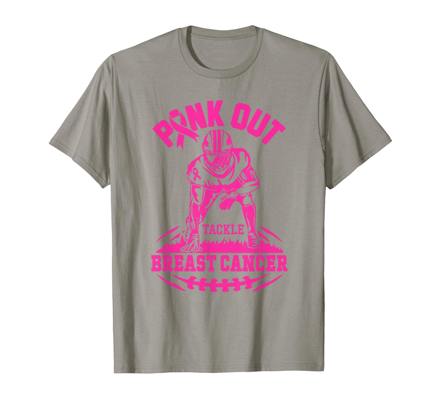 Pink Out Tackle Breast Cancer Awareness Football Pink Ribbon T-Shirt