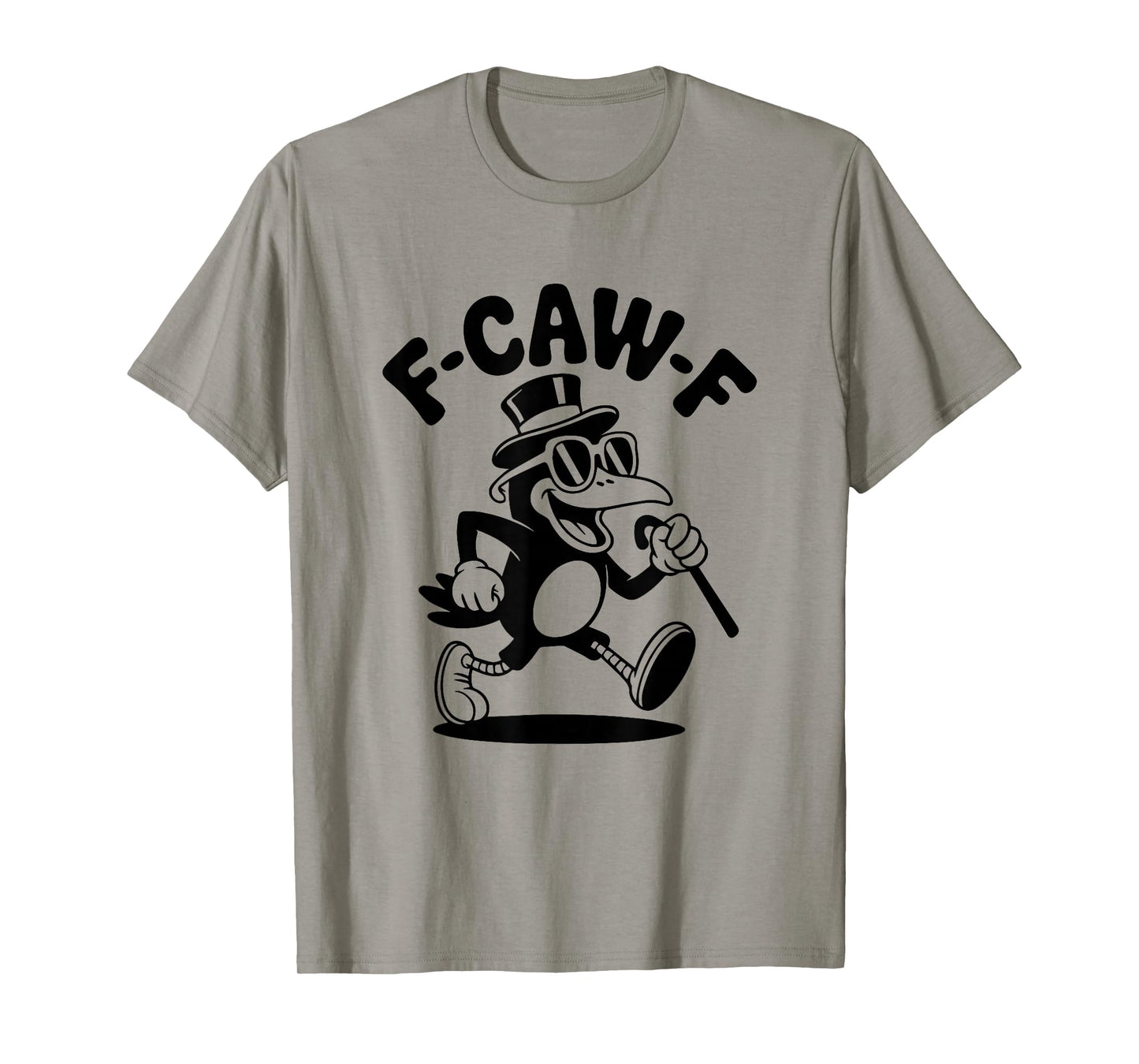 F Caw F Retro Crow in Shades & Top Hat Funny Bird T-Shirt