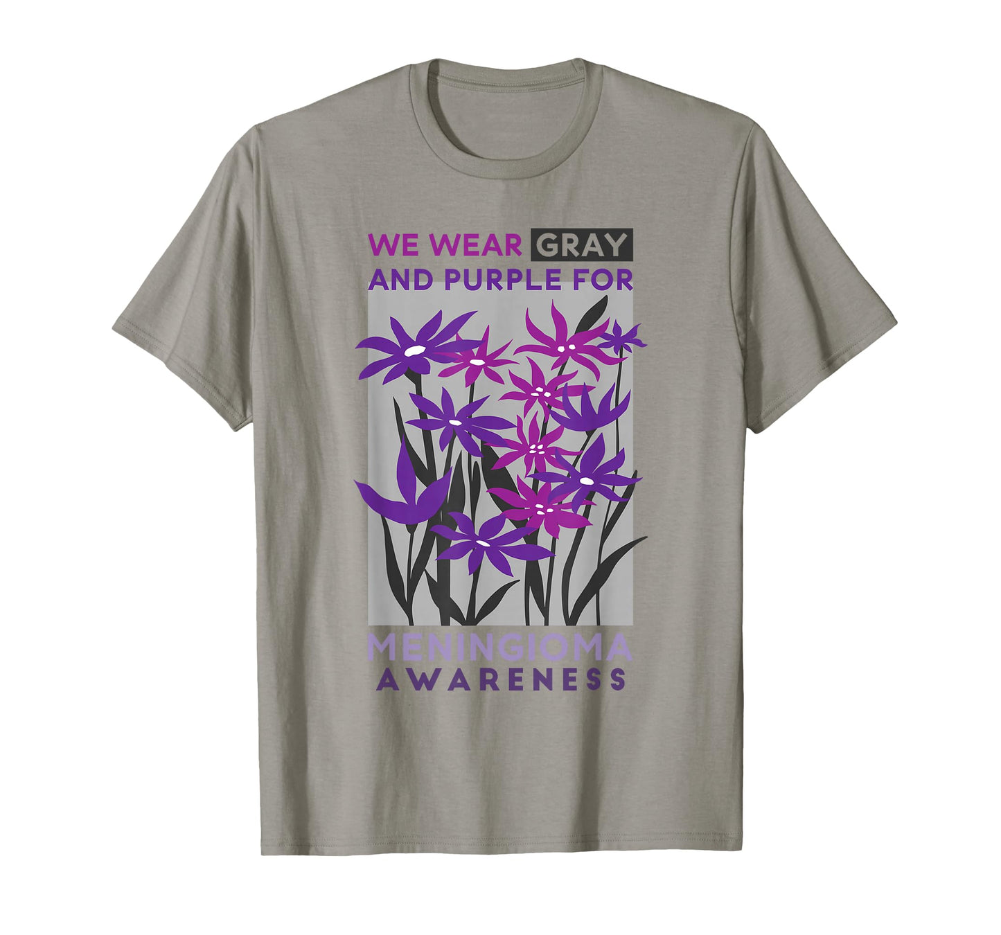 Wear Gray And Purple Rainbow, Meningioma Warrior Awareness T-Shirt