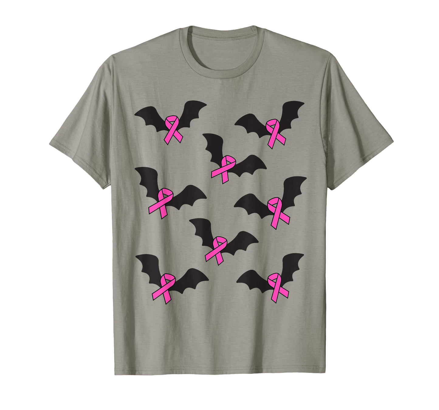 Pink Ribbon Breast Cancer Awareness Halloween Bats Women Men T-Shirt