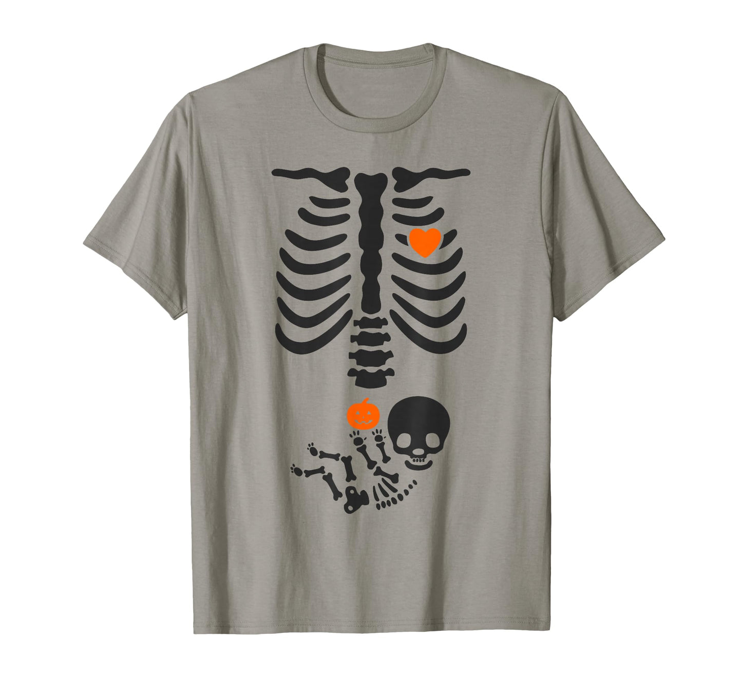 Halloween Skeleton Baby Rib Cage Pregnant Pumpkin New Mom T-Shirt