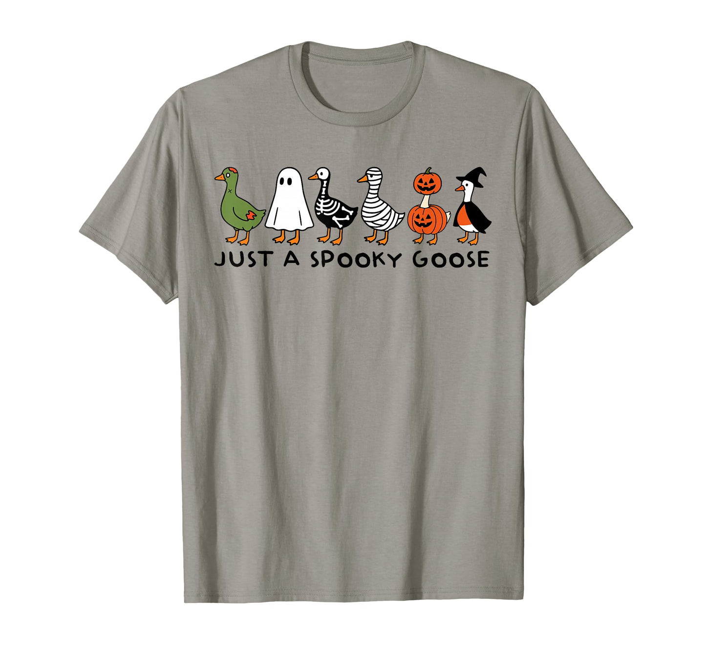 Just A Spooky Goose Funny Halloween Silly Animal Witch Duck T-Shirt