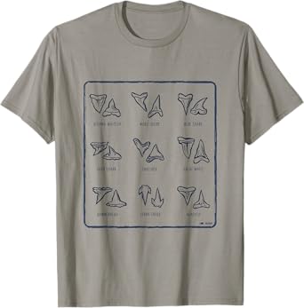 Shark Tooth Collector Chart - Various Shark Teeth T-Shirt