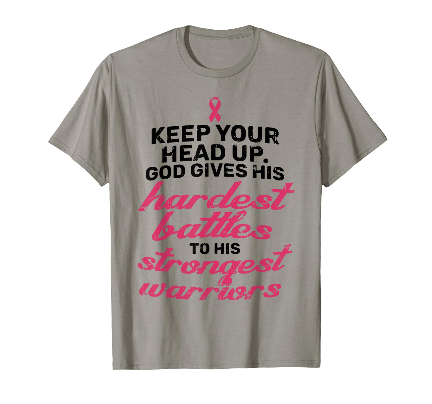 Breast Cancer Awareness Shirt Pink Ribbon Keep Your Head Up T-Shirt