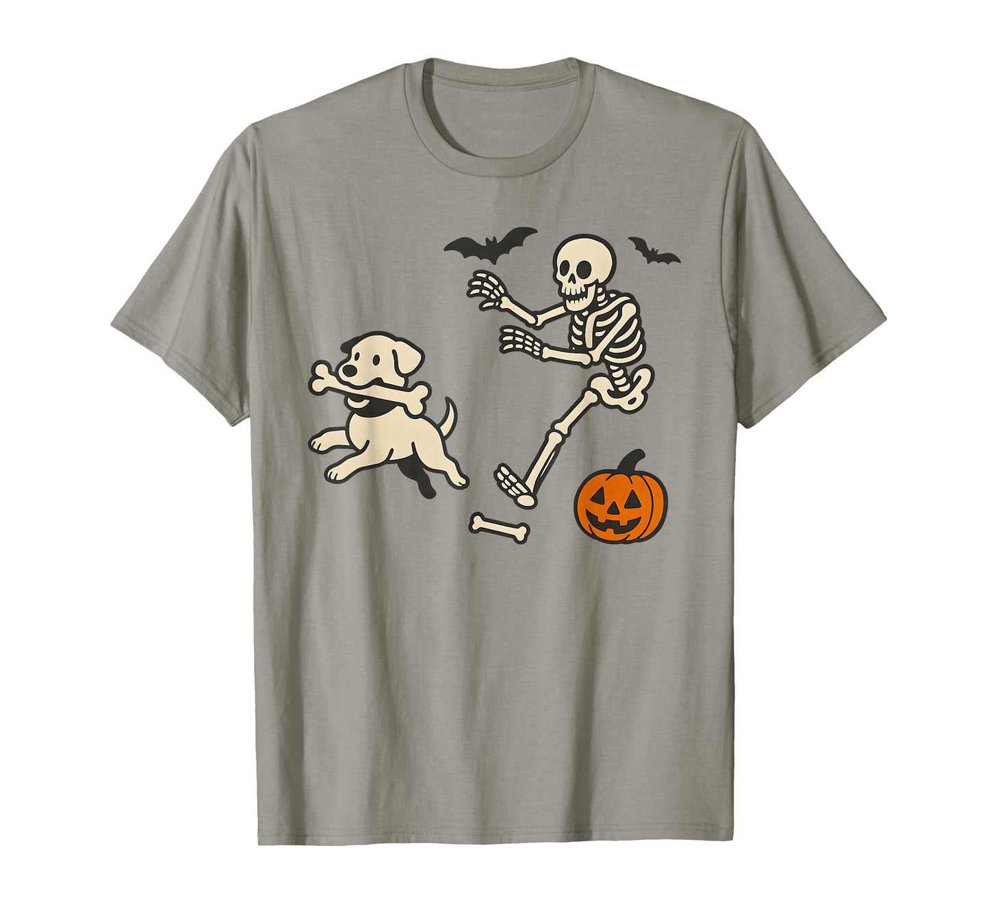 Funny Skeleton Halloween Dog Skeleton Chasing Dog Men Women T-Shirt